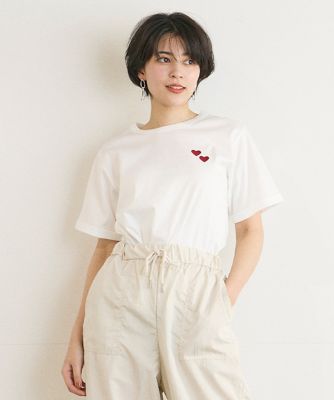 ＜INED (Women)＞《ＩＮＥＤ　ＣＬＡＲＯ》ハート刺繍Ｔシャツ（７１４２１９０５１５）