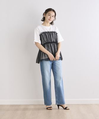 《ＩＮＥＤ　ＣＬＡＲＯ》チュールレイヤードＴシャツ（７１４２１９０５２０）