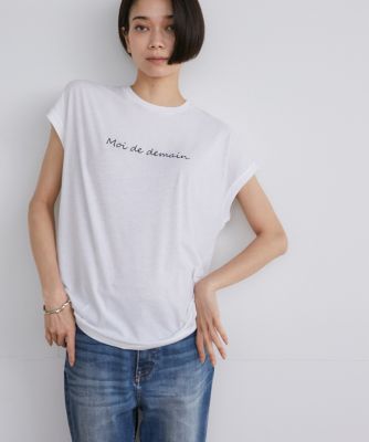 ＜INED L (Women/大きいサイズ)＞《大きいサイズ》フレンチスリーブロゴＴシャツ（７１４２１９０８１７）