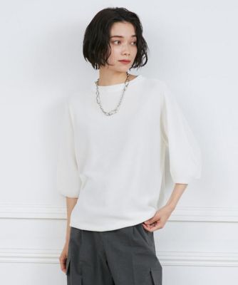 ＜INED L (Women/大きいサイズ)＞《大きいサイズ》パフスリーブホールガーメントニット《Ｃｕｏｏ》（７１４３１７０８３０）