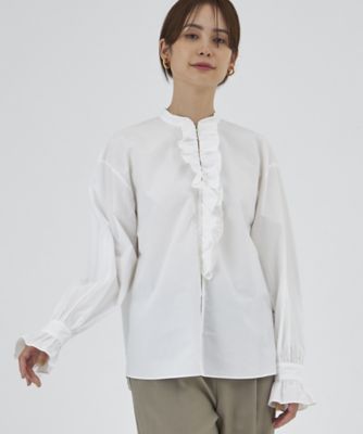 ＜INED (Women)＞《ＩＮＥＤ　ＣＬＡＲＯ》フロントフリルシャツ（７１４３１８１５０３）