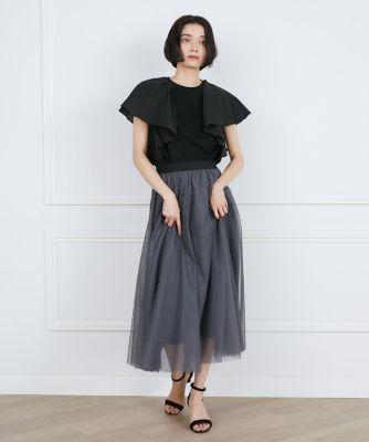 《大きいサイズ》異素材ラッフルスリーブカットソー（７１４３１９０８０２）