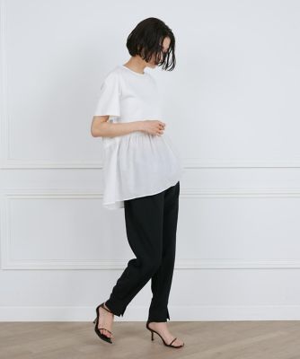 《大きいサイズ》異素材ペプラムカットソー（７１４３１９０８０３）