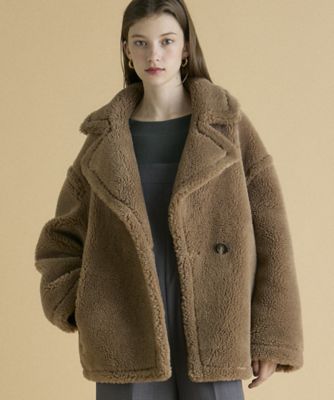 GINI ❤素敵　ミントグリーン ボアコート　チェスター　エメラルド　新品 INED CLARO》ボアミドルコート（7144112501