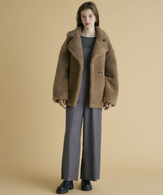 GINI ❤素敵　ミントグリーン ボアコート　チェスター　エメラルド　新品 チェスターコート グレンチェック コート[品番：II000007841