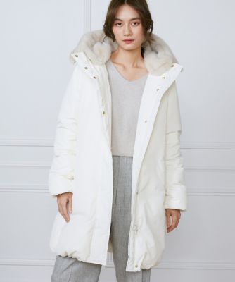 ＜INED L (Women/大きいサイズ)＞《大きいサイズ》フェイクファーフードロングダウンコート《Ｒｅ：ＤＯＷＮ》（７１４４１４６８０２）