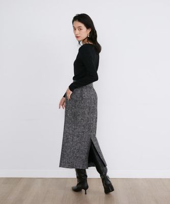 ツイードタイトミディスカート（7144152016） | INED (Women