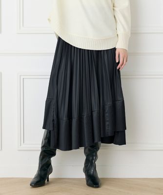 ＜INED L (Women/大きいサイズ)＞《大きいサイズ》ダイヤモンド加工プリーツスカート（７１４４１５２８２０）