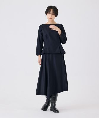 ♥️新品未使用♥️MICALLE アシンメトリーフレアスカート ブラック/カーキ 大きいサイズ》ハイカウントフラノ アシンメトリーフレアスカート