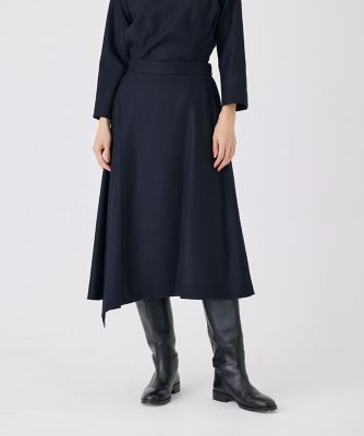 美品❗️Wear Moi AEGLOS ブラック L 大きいサイズ》ハイカウントフラノ アシンメトリーフレアスカート