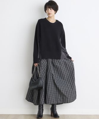 《ＩＮＥＤ　ＣＬＡＲＯ》畦編みニット切り替えプルオーバー（７１４４１７０５０８）