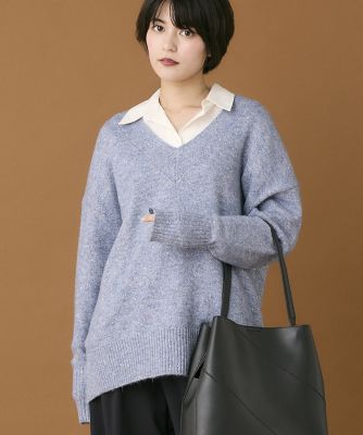 INED CLARO》スパンコールヤーンVネックニット