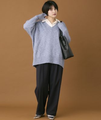 INED CLARO》スパンコールヤーンVネックニット