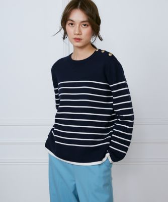 大きいサイズ》メタルボタンニットプルオーバー