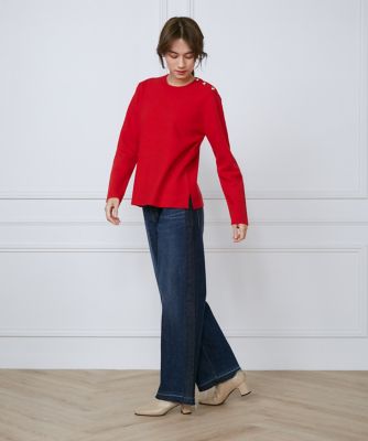 大きいサイズ》メタルボタンニットプルオーバー