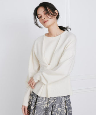 ＜la veille by SUPERIOR CLOSET (Women)＞ウールカシミヤタックデザインニット《ｌａ　ｖｅｉｌｌｅ　ｂｙ　ＳＵＰＥＲＩＯＲ　ＣＬＯＳＥＴ》（７１４４１７０９０９）