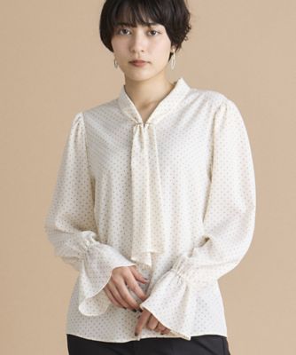 ＜INED (Women)＞《ＩＮＥＤ　ＣＬＡＲＯ》ドットプリントブラウス（７１４４１８２５０６）