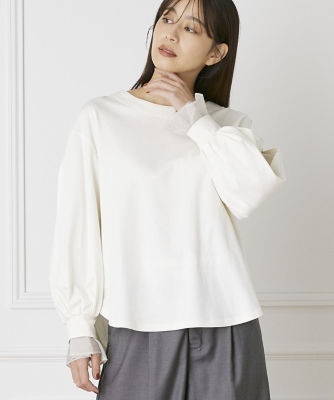 ＜INED (Women)＞《ＩＮＥＤ　ＣＬＡＲＯ》シフォン切り替えカットソー（７１４４１９０５１２）