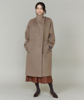のぞみです　ベージュ カシミア　スタンドカラー チェスターコート CONTESSA》カシミヤスタンドカラーコート