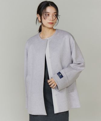 ＜INED L (Women/大きいサイズ)＞《大きいサイズ》カシミヤノーカラーショートコート《ＣＯＮＴＥＳＳＡ》（７１５０１１１８０９）