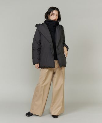 ショート丈 ショールカラーフードダウンコート（7150116001