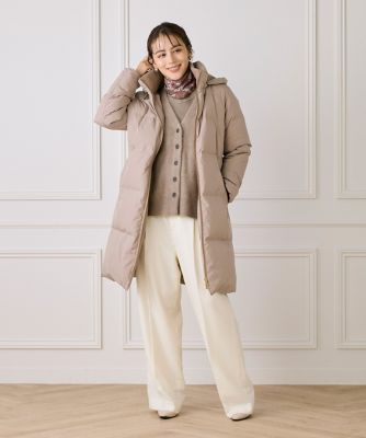 INED ベージュロングコート イネド INED スタンドカラーダウンコート （ベージュ2） -ファッション