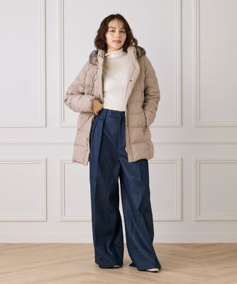 ミドル丈 フェイクファーフードダウンコート（7150116003