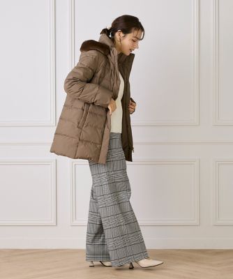 ミドル丈 フェイクファーフードダウンコート（7150116003