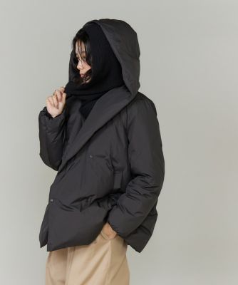 未使用級✨️INED イネド ダウンジャケット ショールカラー グレー L 短丈 ショート丈 ショールカラーフードダウンコート｜INED（イネド