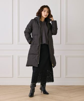 大きいサイズ》ロング丈 スタンドカラーダウンコート