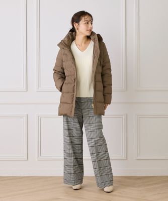 大きいサイズ》ミドル丈 フェイクファーフードミドルダウンコート