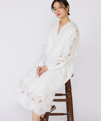 美品 希少 4L 大きいサイズ 23区 サテン レース ワンピース バーガンディ 大きいサイズ》レースカフタンワンピース《la veille by