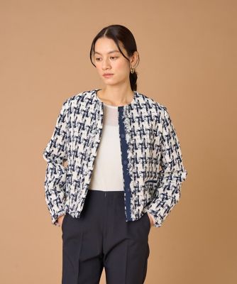 ＜INED (Women)＞ツイードフリンジジャケット《ＬＩＮＴＯＮ》（７１５０１４１００９）