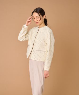 ＜INED (Women)＞ノーカラーツイードジャケット《ＬＩＮＴＯＮ》（７１５０１４１０１１）