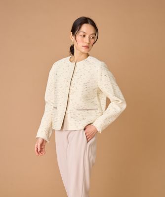 ノーカラーツイードジャケット《LINTON》（7150141011