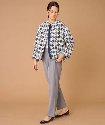 大きいサイズ》千鳥柄ツイードジャケット《LINTON