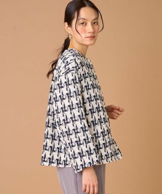 大きいサイズ》千鳥柄ツイードジャケット《LINTON