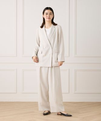 【WHITE】ダブルブレストジャケット ワイドパンツ セットアップ 大きいサイズ》ダブルブレストジャケット《la veille by