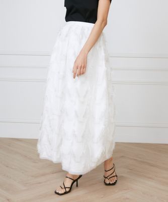 ＜la veille by SUPERIOR CLOSET (Women)＞ハンドカットジャガードギャザースカート《ｌａ　ｖｅｉｌｌｅ　ｂｙ　ＳＵＰＥＲＩＯＲ　ＣＬＯＳＥＴ》（７１５０１５２９０４）