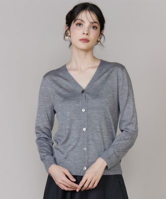 コットンカシミヤ ドットジャカードクルーネックカーディガン | CABaN