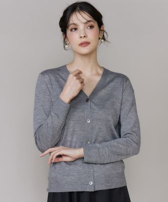 大きいサイズ44 レオナール カシミヤ&シルク カーディガン 大きいサイズ》シルクカシミヤVネックカーディガン《CONTESSA