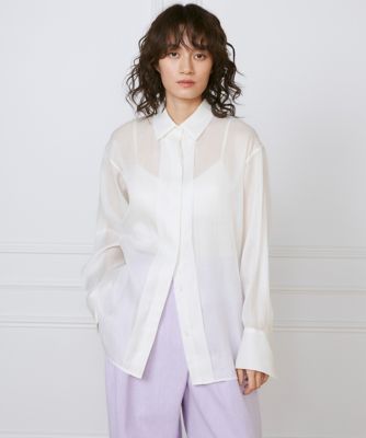 ＜la veille by SUPERIOR CLOSET (Women)＞《大きいサイズ》オーガンジーシャツ《ｌａ　ｖｅｉｌｌｅ　ｂｙ　ＳＵＰＥＲＩＯＲ　ＣＬＯＳＥＴ》（７１５０１８２８０４）