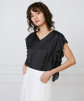 ＜la veille by SUPERIOR CLOSET (Women)＞《大きいサイズ》フラッタースリーブブラウス　《ｌａ　ｖｅｉｌｌｅ　ｂｙ　ＳＵＰＥＲＩＯＲ　ＣＬＯＳＥＴ》（７１５０１８２８０８）