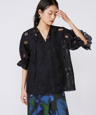 la veille by SUPERIOR CLOSET (Women)/ラヴェイユ バイ スーペリアクローゼット 《大きいサイズ》レースブラウス《la veille by SUPERIOR CLOSET》(7150182842) 10クロ トップス【三越伊勢丹/公式】