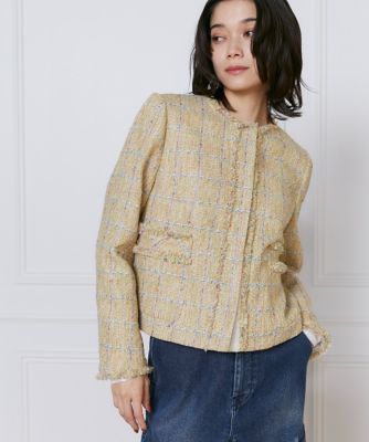 ＜INED (Women)＞ノーカラーツイードジャケット《Ｌａｎｉｆｉｃｉｃｏ　Ｃａｍｐｏｒｅ》（７１５１１４１０１３）
