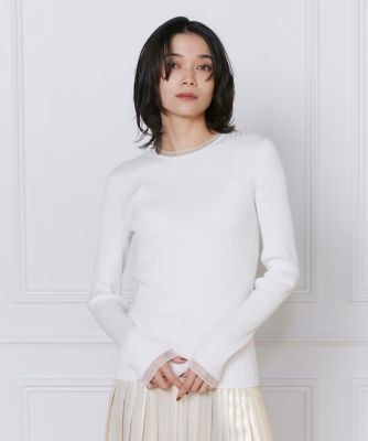 ＜INED L (Women/大きいサイズ)＞《大きいサイズ》シアードッキングリブニット（７１５１１７０８１５）