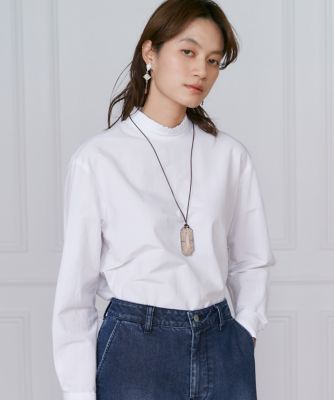＜INED L (Women/大きいサイズ)＞《大きいサイズ》プリーツカラーブラウス（７１５１１８２８１０）