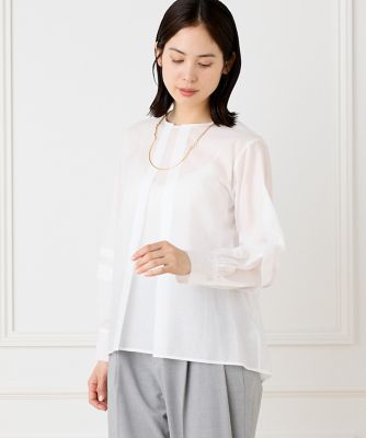 INED L (Women/大きいサイズ)/イネドＬ 《大きいサイズ》シャイニーローンタックブラウス（７１５１１８２８２１）