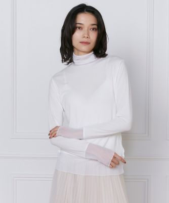 ＜INED (Women)＞チュール切り替えタートルネックカットソー（７１５１１９００１２）