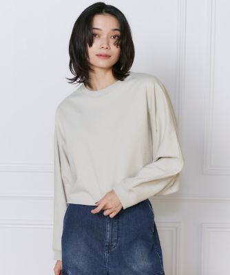 MUVEIL スカーフ付き裏毛プルオーバー ドッキング ネイビー 36 MUVEIL スカーフ付き裏毛プルオーバー ドッキング ネイビー 36